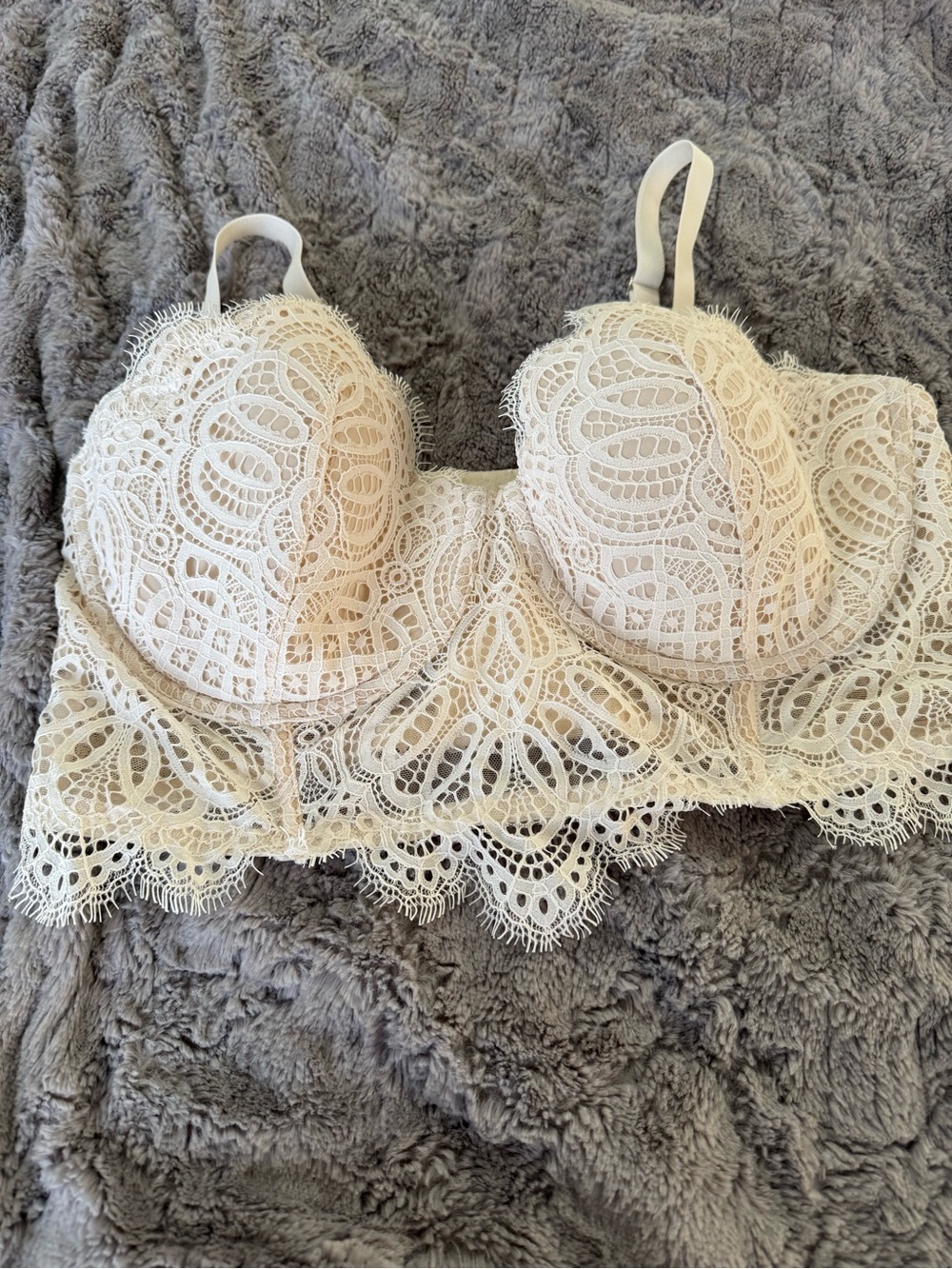 Victoria's Secret Cream Lace Longline Balconette Bra